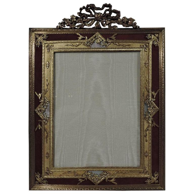 Large Antique Rococo Gilt Bronze and MotherofPearl Picture Frame For Sale at 1stdibs