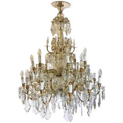 French Late 18th Century Crystal and Gilt Bronze Chandelier with 24 Branches