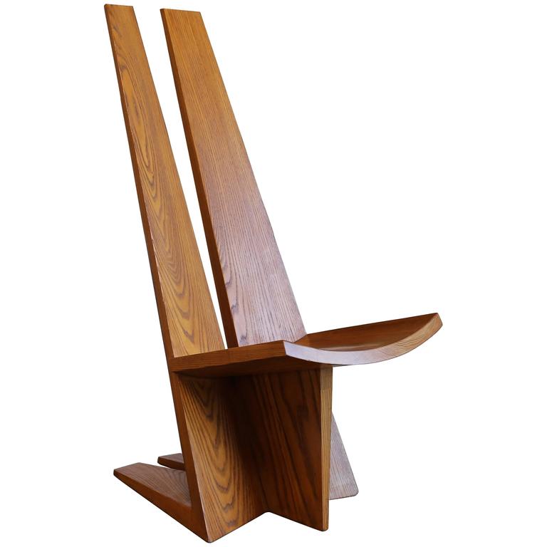 Handcrafted Sculptural Solid Oak Chair at 1stDibs