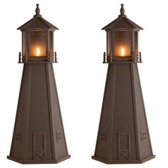 1970's Pair of French Mid-Century Lighthouse Sconces Large Scale