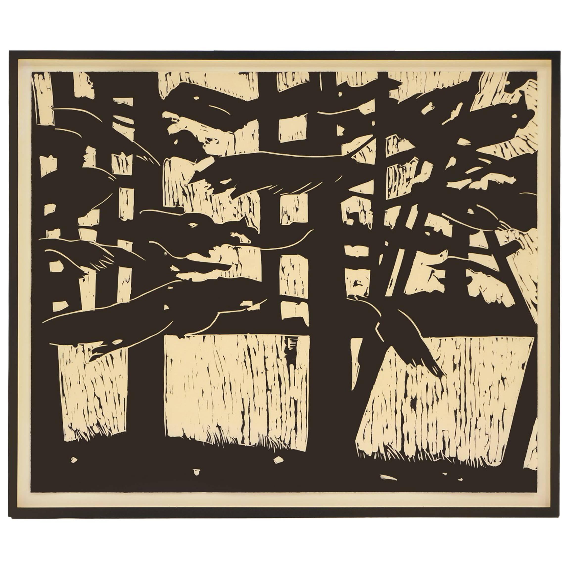 Alex Katz linocut print "Pines" (2003) , signed and framed
