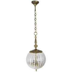 Hanging Glass and Brass Light Fixture 5