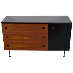 Walnut and Black Laminate Grossman Dresser with Three Drawers and Cabinet 5