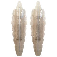 Pair of Large Murano Glass Leaf Sconces