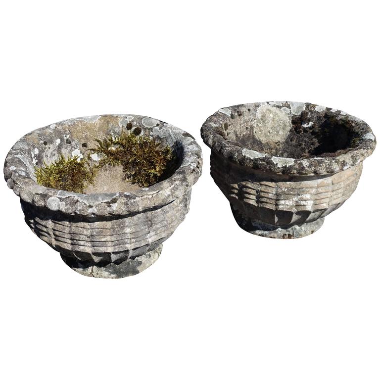 Pair of Stone Pots, England, 1930s For Sale