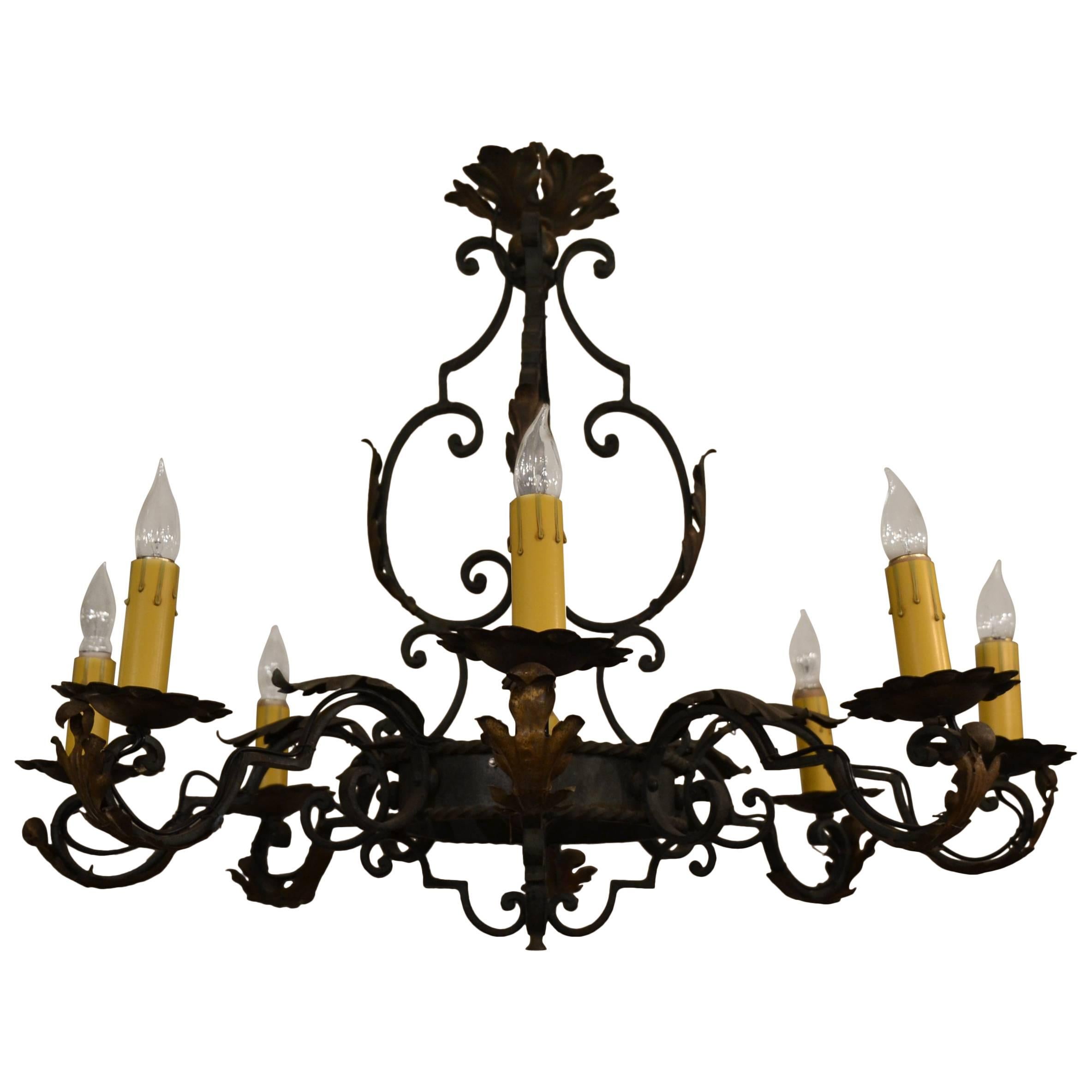 Antique French Wrought Iron Chateau Light