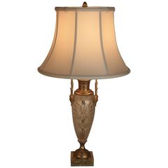 French Cut Crystal and Bronze Table Lamp