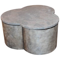 Clover Design Coffee Table with Honed Lagos Azul Limestone Top