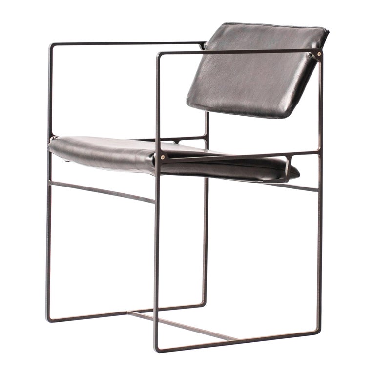 Lounge Pivot Chair In Laser Cut Steel Frame And Leather Seat