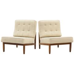 Paar frühe armlose Florence Knoll Lounge Side Slipper Chairs Excellent