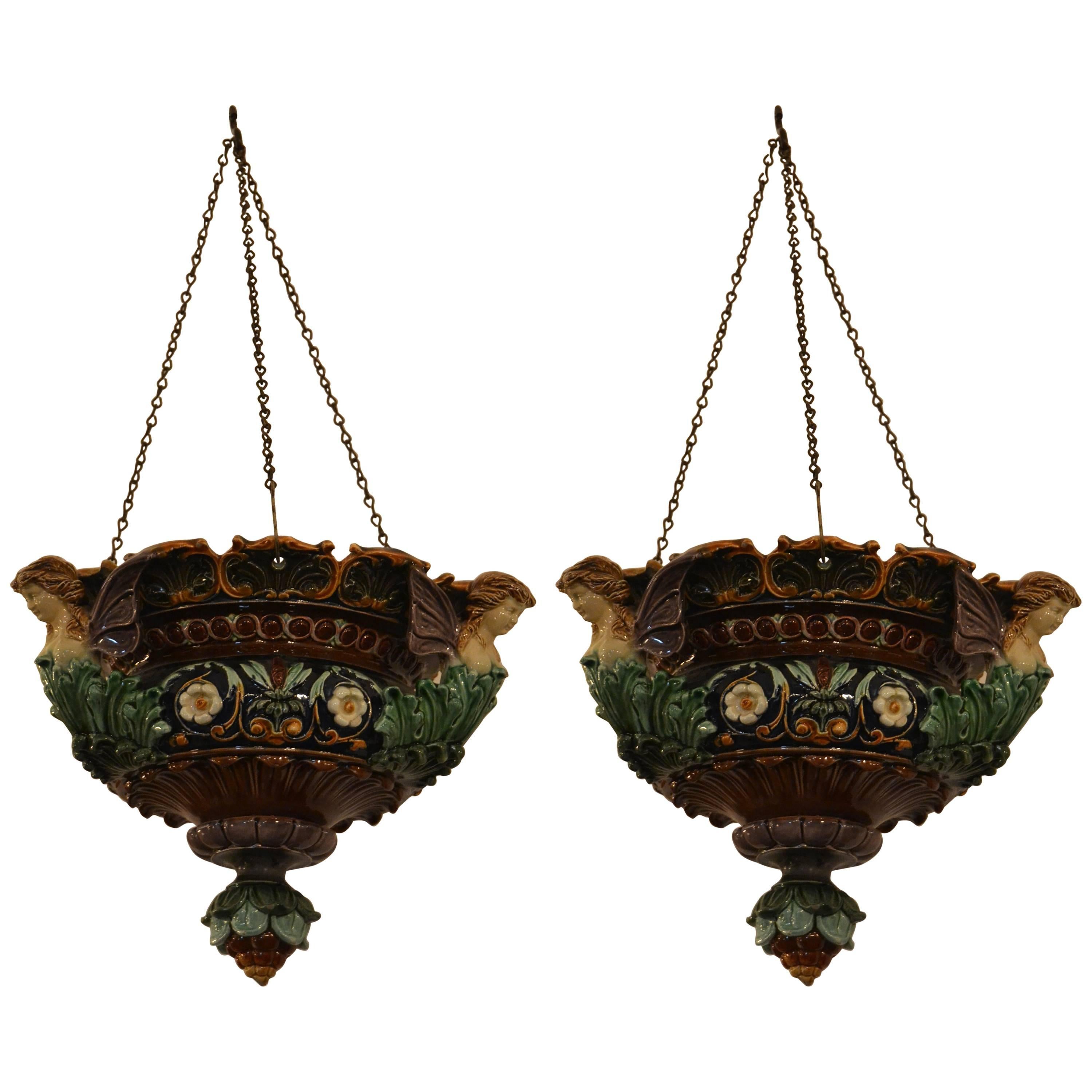 Majolica pieces compliment a variety of styles and these fixtures with their floral and foliate detail in earth tones are appealing.