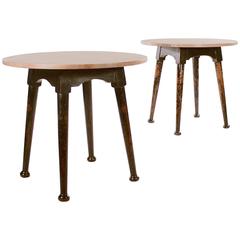 Antique Pair of Victorian Circular Mahogany and Elm Occasional Tables