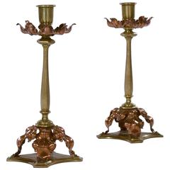 Pair of Arts & Crafts Candlesticks by W.A.S Benson