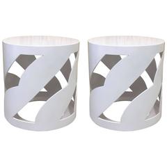 Pair of Round Lacquered Side Tables 11