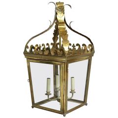 20th Century Brass Hall Lantern in the Georgian Manner