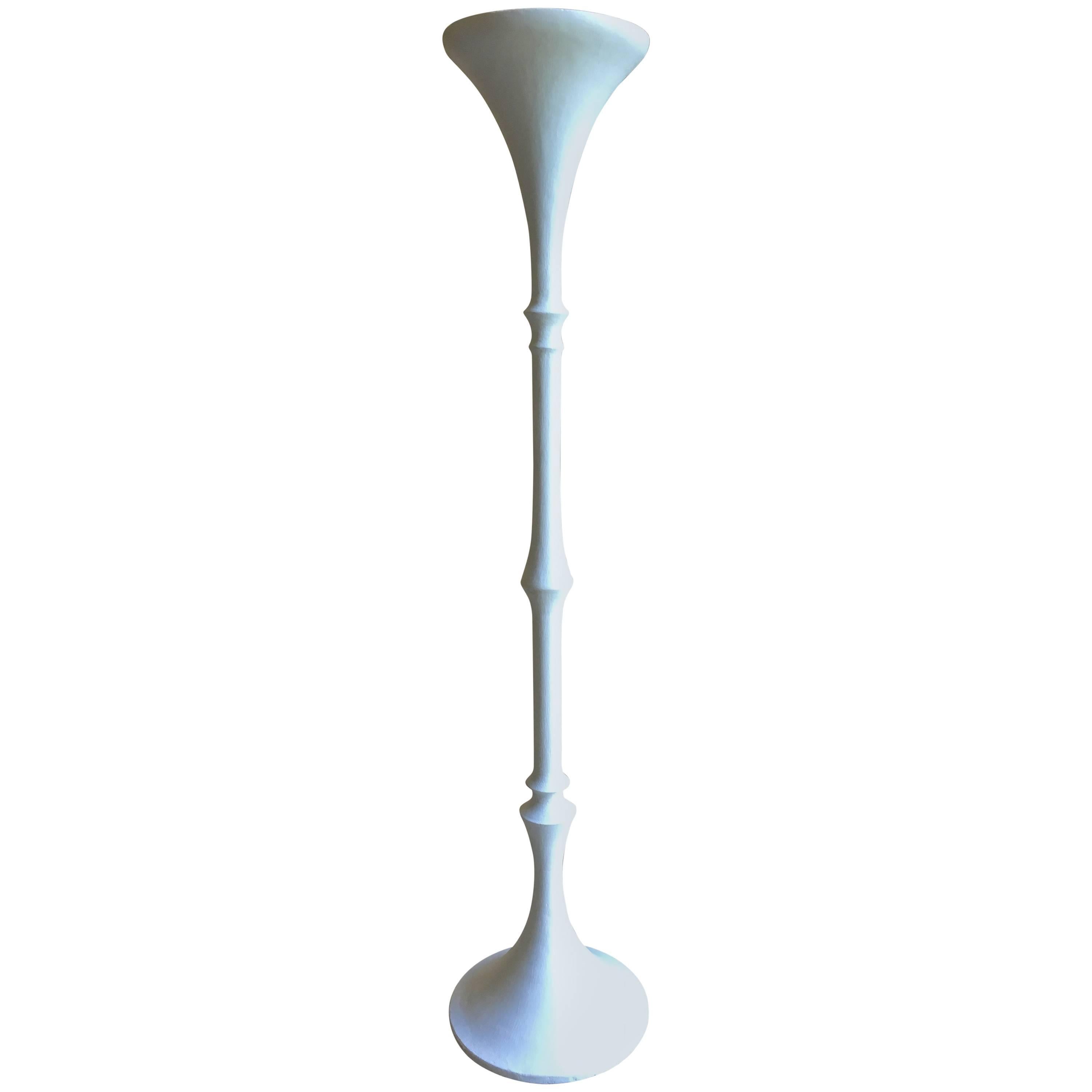 French Plaster Torchiere Floor Lamp, Style of Giacometti, circa 1950