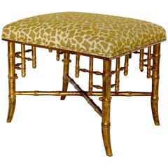 French Giltwood Faux Bamboo Stool