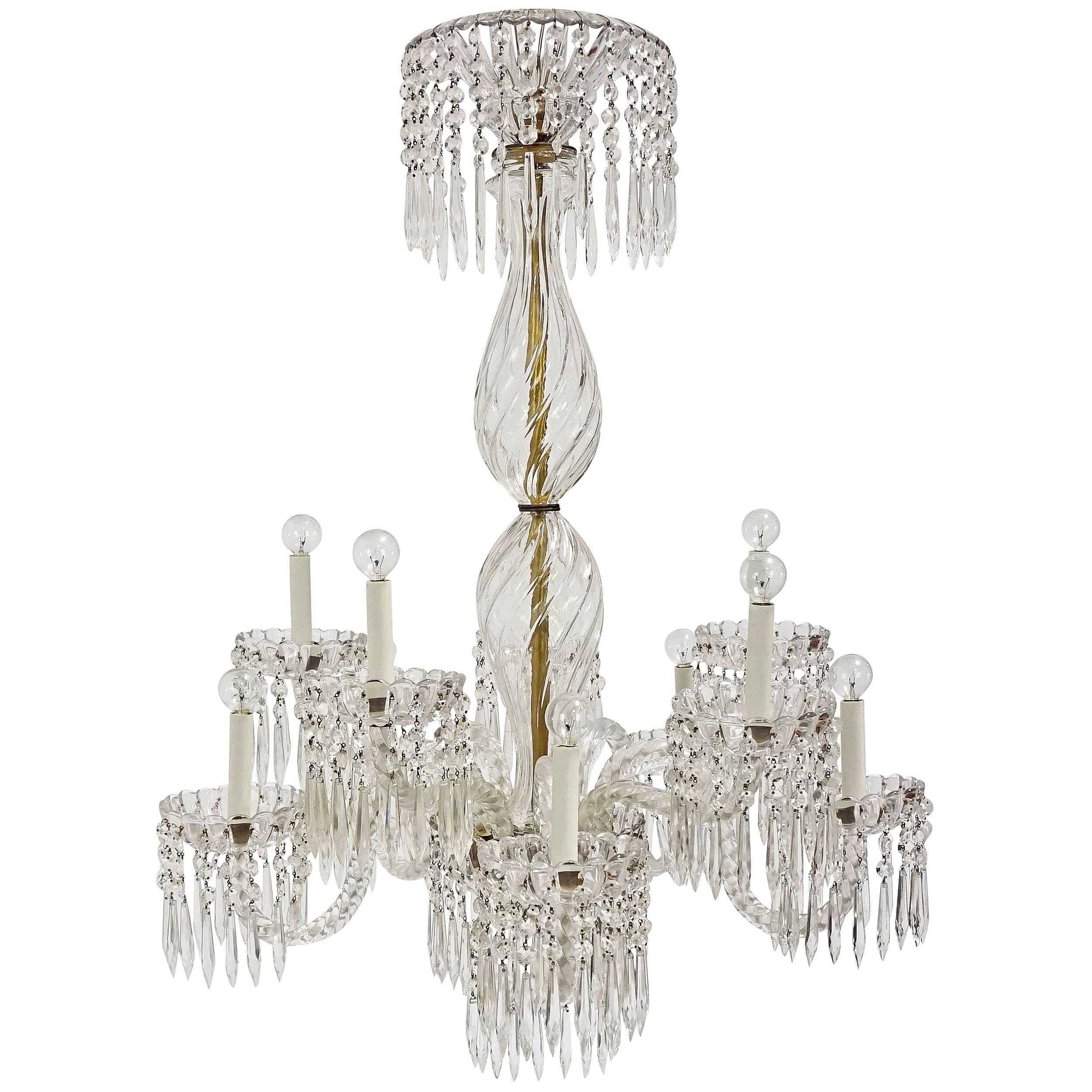 Antique Baccarat Undulating 10-Armed Crystal Waterfalls Chandelier
