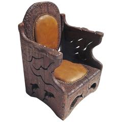 1960s Hand-Carved Folk Art Armchair in an Underwater Theme 5
