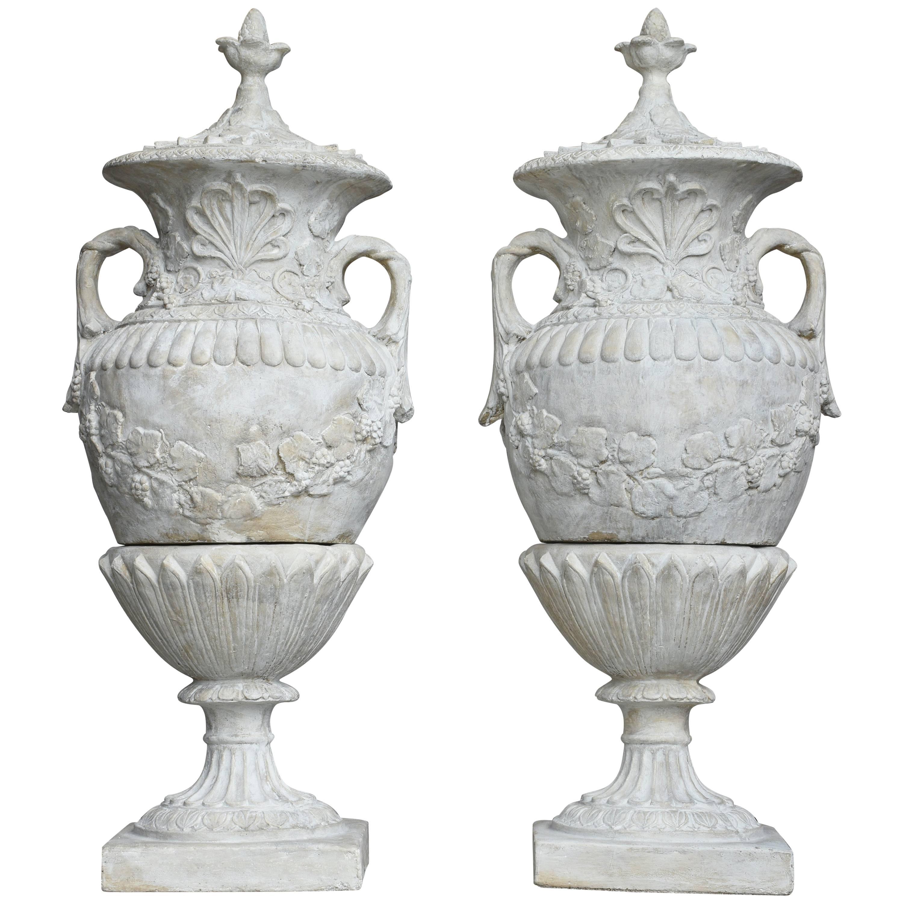 Pair of Grand Neoclassical Style Patio Urns