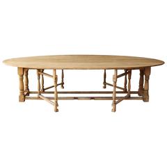Giant Solid Oak French Drop-Leaf Table