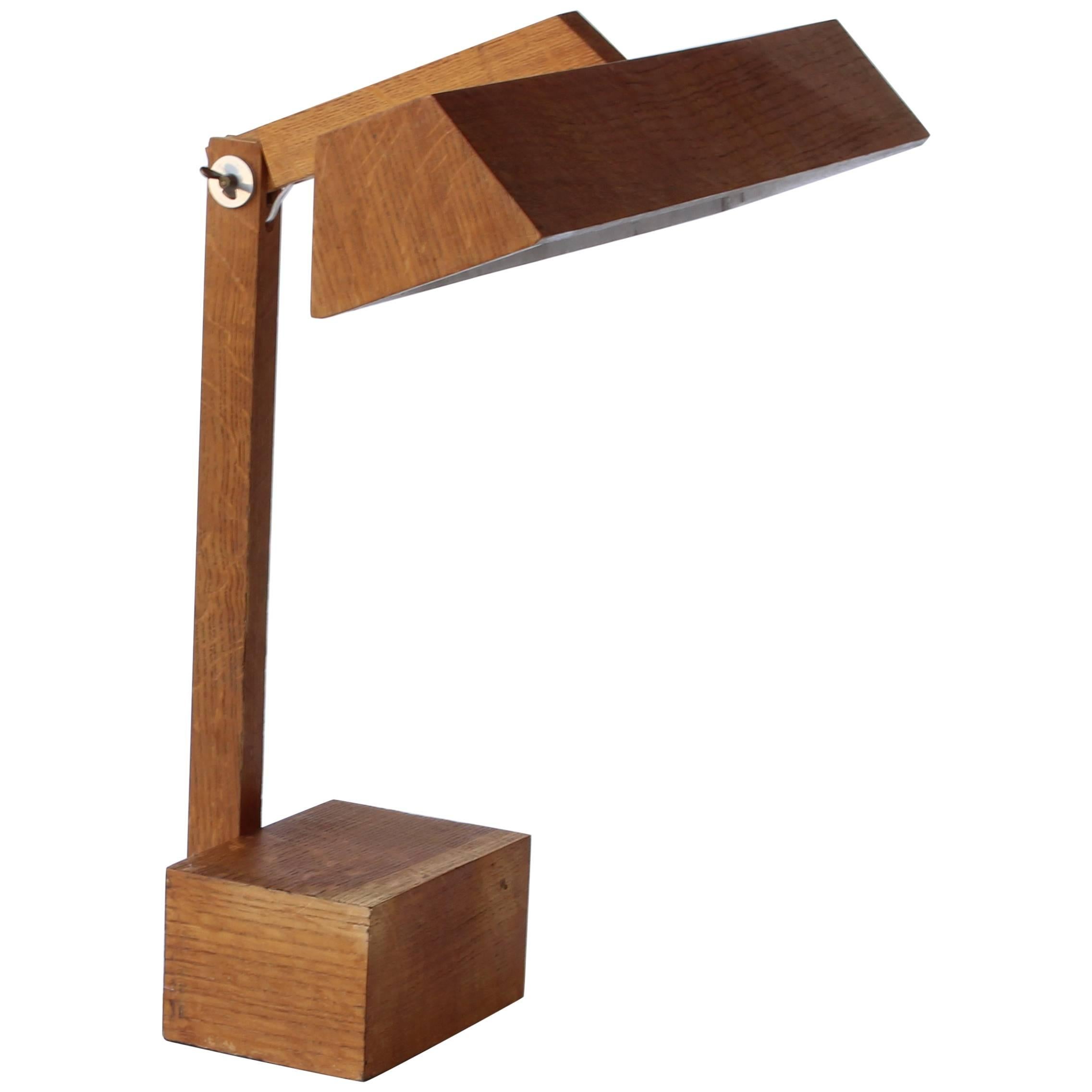 Vintage Adjustable Wooden French Desk Lamp