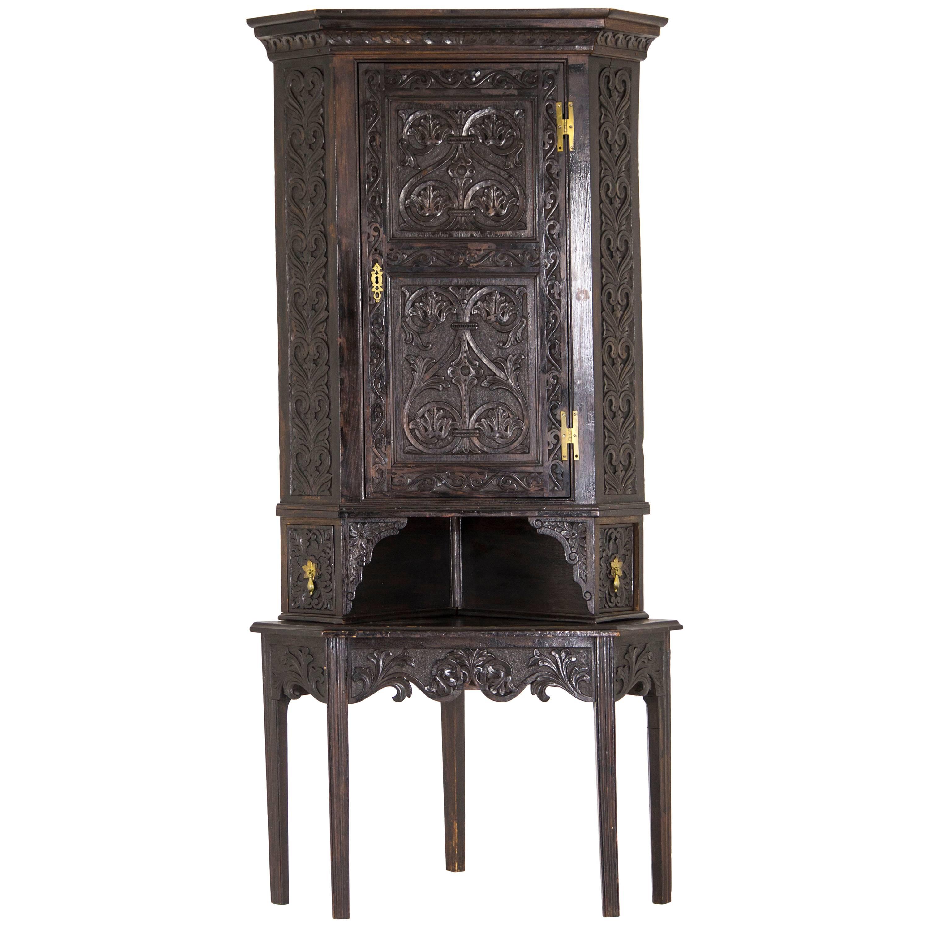 Corner Cabinet Antique Oak Cabinet Victorian Cabinet Scotland, 1830