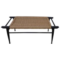 Mid-Century Modern Danish Woven Rush Bench