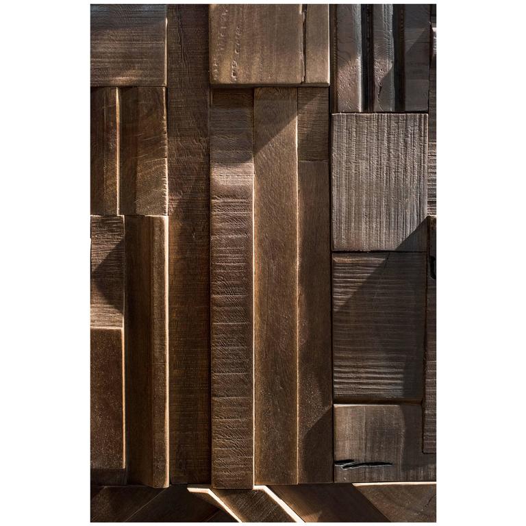 Random wood collage panels, functional wall art from repurposed wood