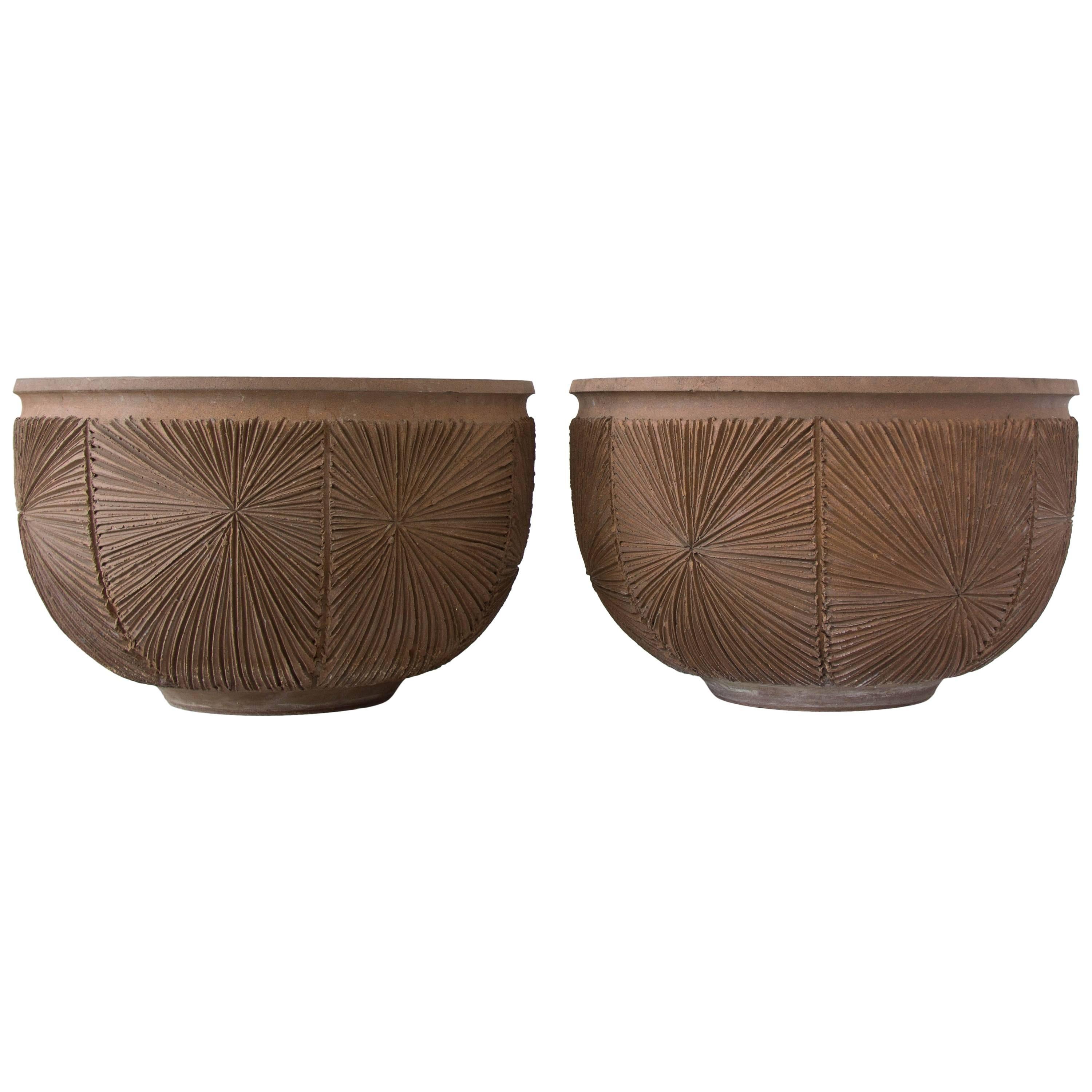 Pair of Robert Maxwell and David Cressey Earthgender Large Bowl Planters