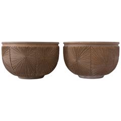 Pair of Robert Maxwell and David Cressey Earthgender Large Bowl Planters