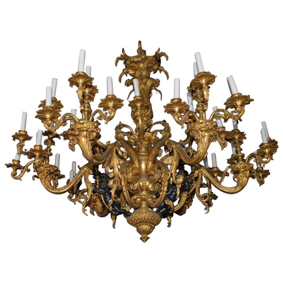 Incredible French Palatial Solid Bronze Chandelier