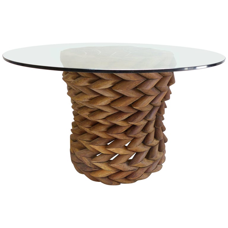 Sculptural Brazilian Reclaimed Ipe Wood Table Base By Valeria