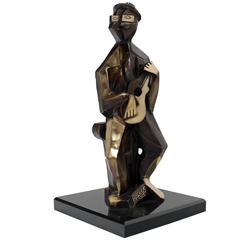Bronze Abstract Guitarist Sculpture after Picasso Numbered 7