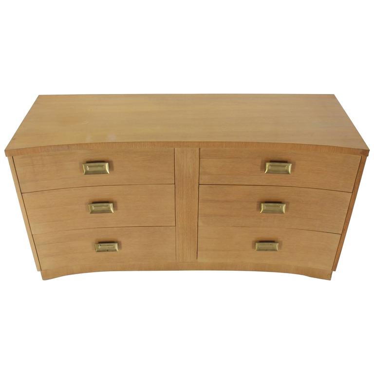 Concave Front Mid Century Modern Cerused Long Dresser For Sale At