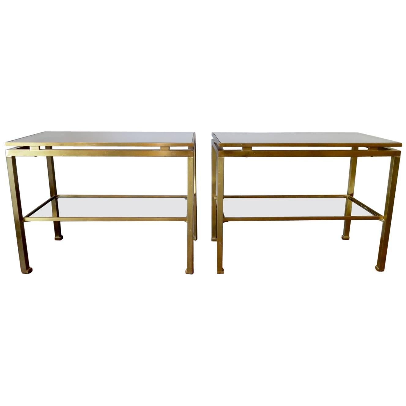 Pair of Brass Tables by Guy Lefevre for Maison Jansen