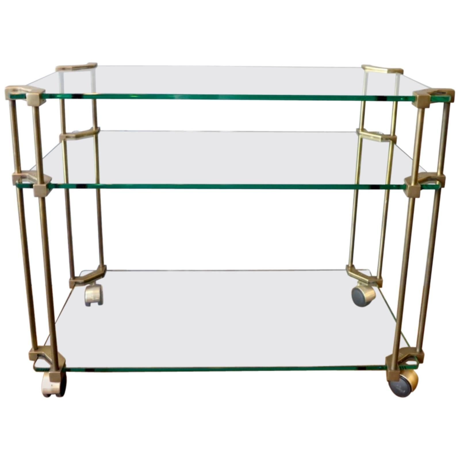 Brass and Glass Bar Cart by Peter Ghyczy at 1stDibs