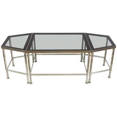 French Three-Piece Coffee Table with Grey Glass in the Style of Maison Jansen 8