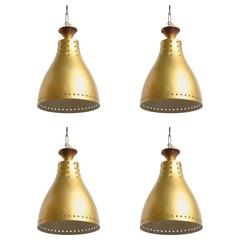 Set of Four Gilt Perforated Metal Pendants 10