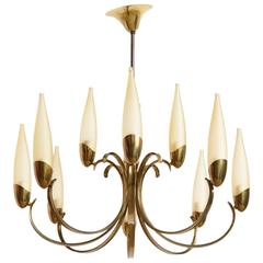 Large Stilnovo Style Brass Sputnik Chandelier, 1950s, Modernist Design 10