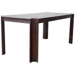 1974, Gis Bakker for Castelijn, Brown Varnished Rectangel Strip Dining Table 7