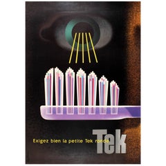 Original Vintage Mid-Century Modern Design Advertising Poster for Tek Toothbrush