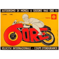 Original Vintage Sport Poster for the Motorcycle Racing Endurance Cup at Monza