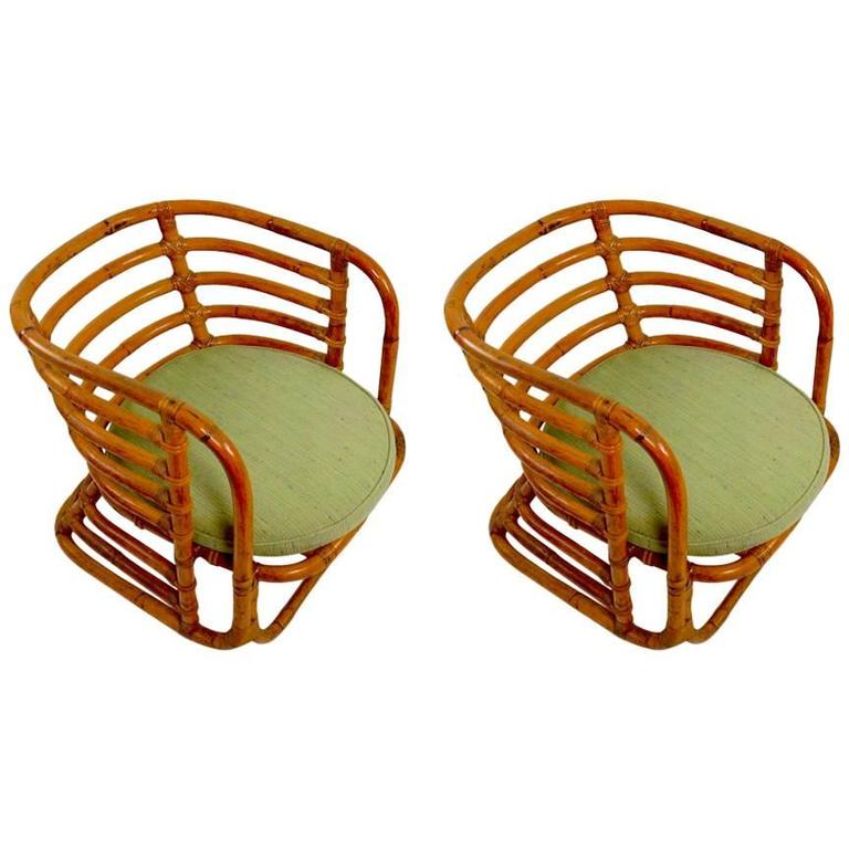 Pair of Ritts Tropitan Bamboo Tub Chairs Possibly Frankl Design at