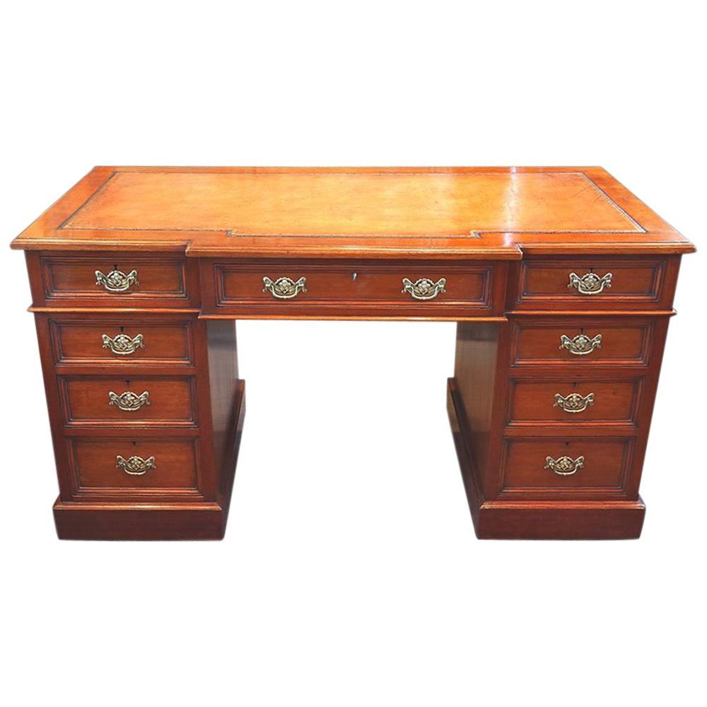 Victorian Walnut Double Pedestal Desk