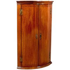 Antique Bow Front Corner Cabinet Cupboard Mahogany English Georgian, circa 1780