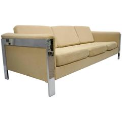 Milo Baughman for Thayer Coggin Polished Chrome Sofa Flat Bar Frame, Mid-Century 5