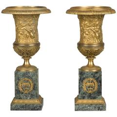 Pair of Gilt Bronze Medicis Vases