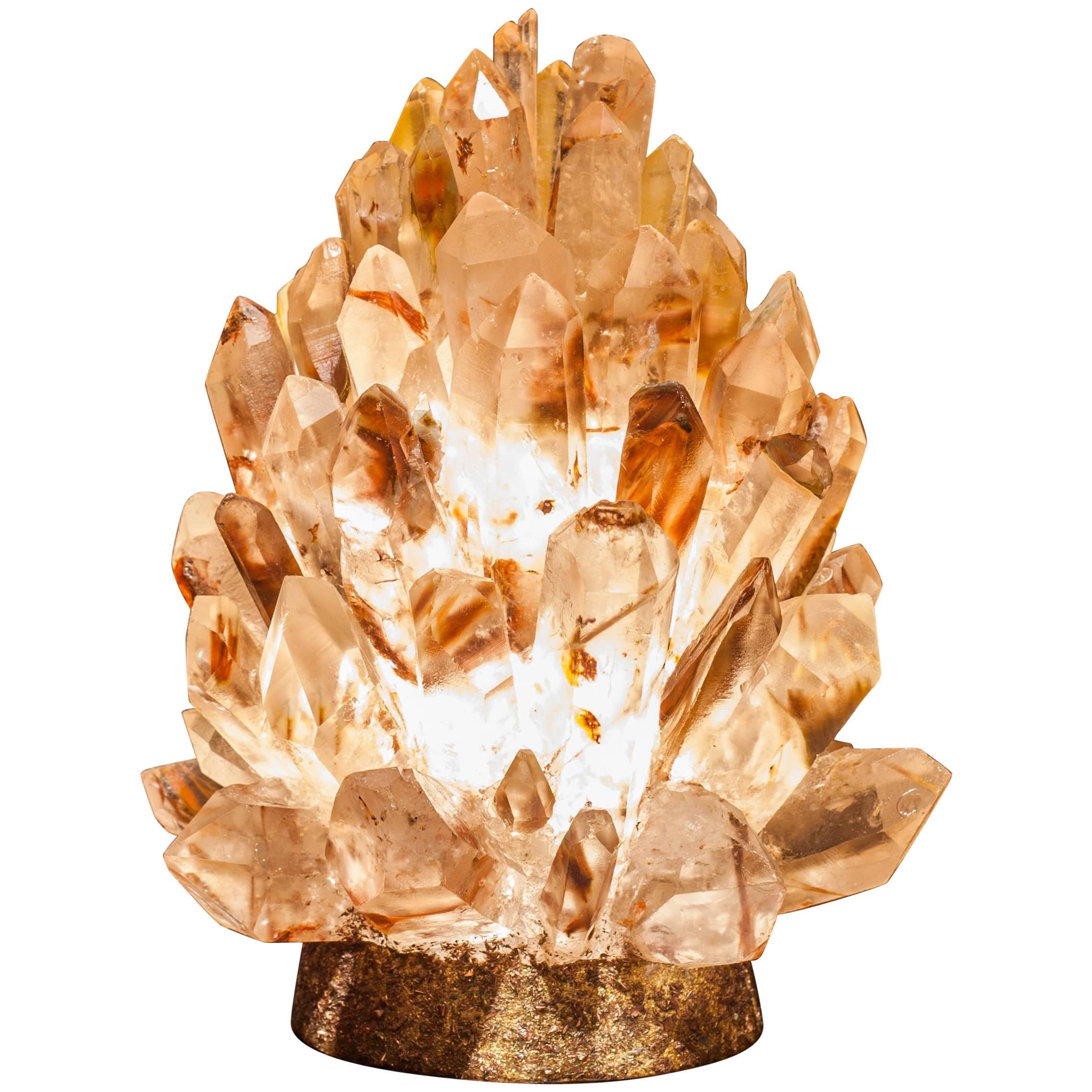 Liberty Inclusion - Unique Natural Rock Crystal Table Lamp - Demian Quincke