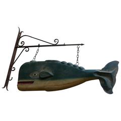 Antique Rare French Whale Oil Trade Shop Sign